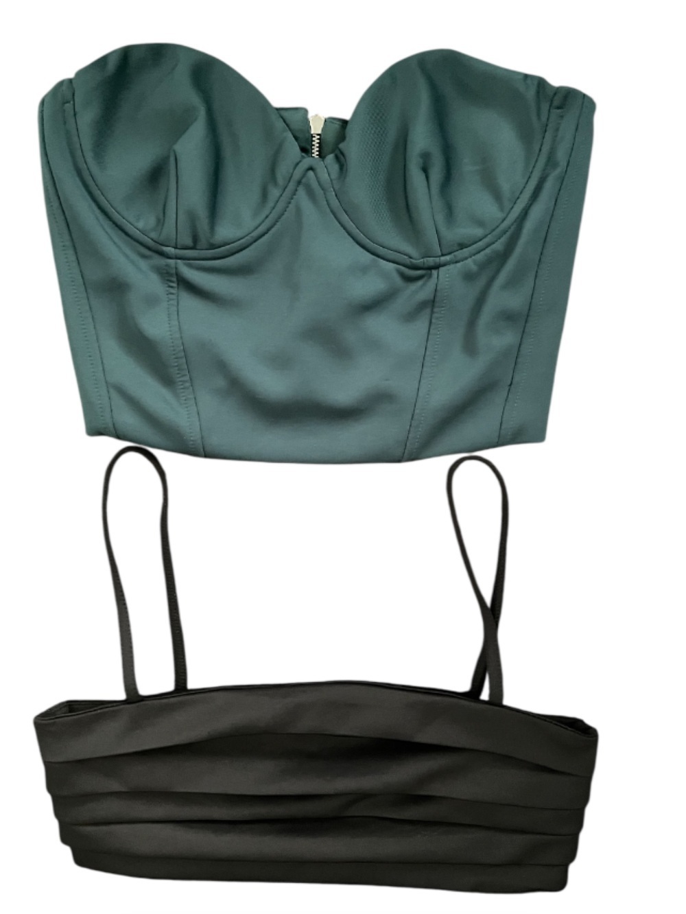 Zara Top Bundle 2pc Black Bandeau & Green Bustier Underwire Size S
